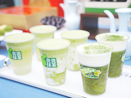 在貴州江口縣拍攝的抹茶飲品。(中新社記者 周燕玲 攝)