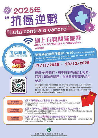 ◎ 二0二五「抗癌逆戰」網上有獎問答遊戲活動海報。