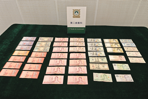 ◎ 警方在疑人身上起出多種外幣。