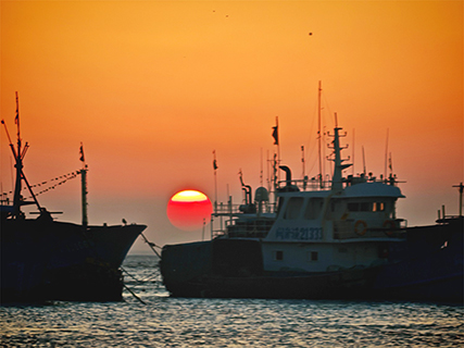 鵝尾落日,紅霞滿天