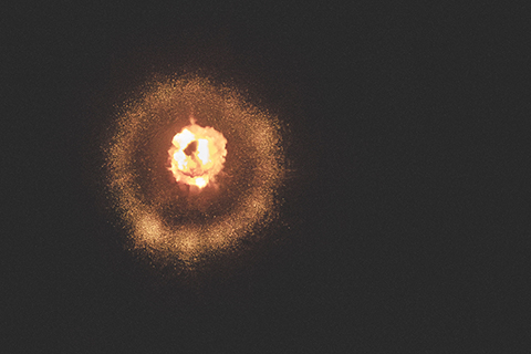 ◎ 三月七日,在以色列北部海法,以軍防空攔截彈擊中導彈。(新華社/基尼圖片社)